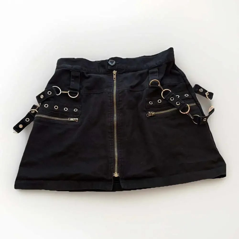 Silver Chain Links Goth Punk Emo Mini Skirt 12 Meas. In Pics Dark Angel